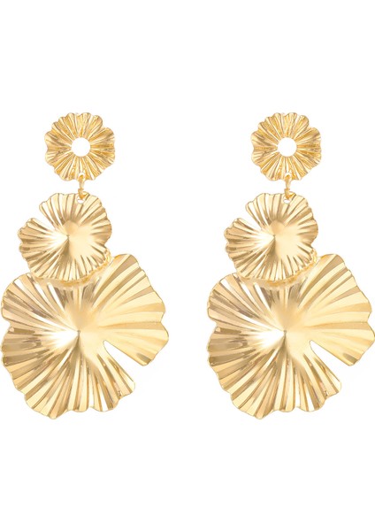 Kadınlar Için Avrupa ve Amerikan Tarzı Metalik Pürüzsüz Katlanır Küpeler, Geometrik Taç Yaprağı Küpeler (Yurt Dışından)