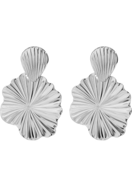 Kadınlar Için Avrupa ve Amerikan Tarzı Metalik Pürüzsüz Katlanır Küpeler, Geometrik Taç Yaprağı Küpeler (Yurt Dışından)