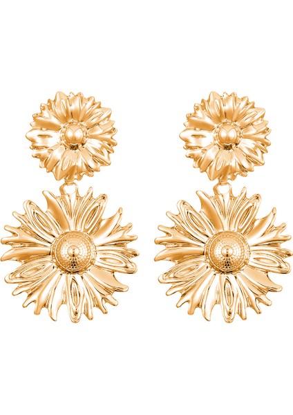 Kadınlar Için Avrupa ve Amerikan Tarzı Metalik Pürüzsüz Katlanır Küpeler, Geometrik Taç Yaprağı Küpeler (Yurt Dışından)