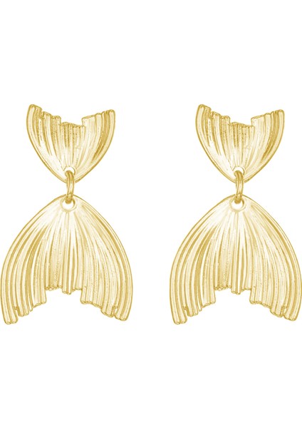 Kadınlar Için Avrupa ve Amerikan Tarzı Metalik Pürüzsüz Katlanır Küpeler, Geometrik Taç Yaprağı Küpeler (Yurt Dışından)