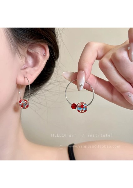 Tatlı ve Havalı Stil Seki Kız Düz Halka Küpeler Yeni Basit Yuvarlak Yüz Küpeleri Benzersiz Daire Küpeler (Yurt Dışından)