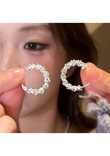 Tatlı ve Havalı Stil Seki Kız Düz Halka Küpeler Yeni Basit Yuvarlak Yüz Küpeleri Benzersiz Daire Küpeler (Yurt Dışından)