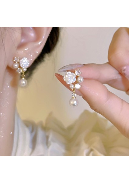 Kadınlar Için 925 Ayar Gümüş Püsküllü Çiçek Küpeler, Lüks Uzun Küpeler, Popüler Stil (Yurt Dışından)