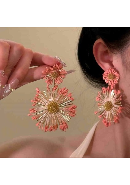 Kadınlar Için Tatil Tarzı Çiçekli Küpeler, Benzersiz ve Atılı Büyük Boy, Plaj Temalı Küpeler (Yurt Dışından)