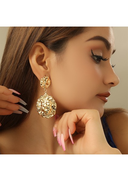 Kadınlar Için Avrupa ve Amerikan Tarzı Metalik Pürüzsüz Katlanır Küpeler, Geometrik Taç Yaprağı Küpeler (Yurt Dışından)