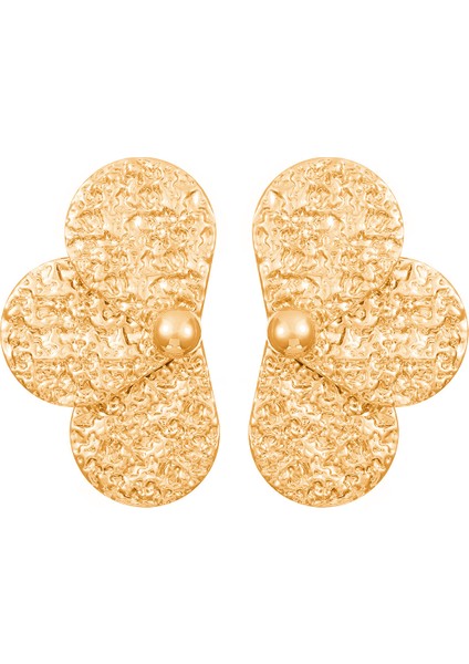 Kadınlar Için Avrupa ve Amerikan Tarzı Metalik Pürüzsüz Katlanır Küpeler, Geometrik Taç Yaprağı Küpeler (Yurt Dışından)