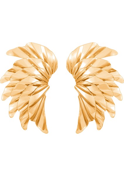 Kadınlar Için Avrupa ve Amerikan Tarzı Metalik Pürüzsüz Katlanır Küpeler, Geometrik Taç Yaprağı Küpeler (Yurt Dışından)