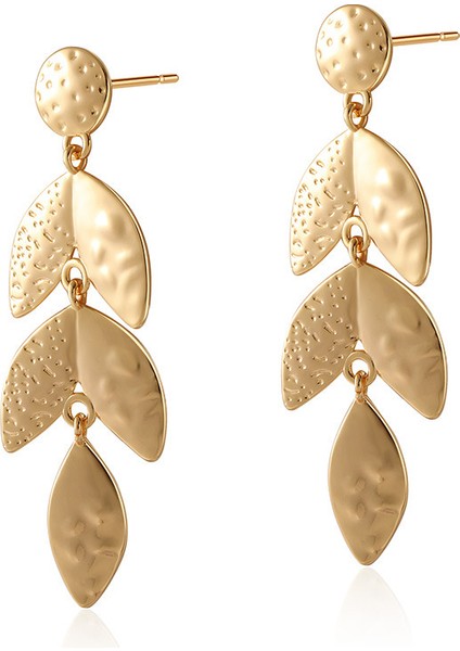 Kadınlar Için Avrupa ve Amerikan Tarzı Metalik Pürüzsüz Katlanır Küpeler, Geometrik Taç Yaprağı Küpeler (Yurt Dışından)