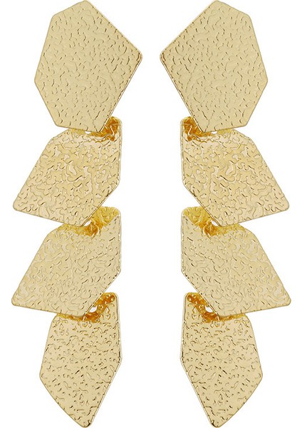 Kadınlar Için Avrupa ve Amerikan Tarzı Metalik Pürüzsüz Katlanır Küpeler, Geometrik Taç Yaprağı Küpeler (Yurt Dışından)