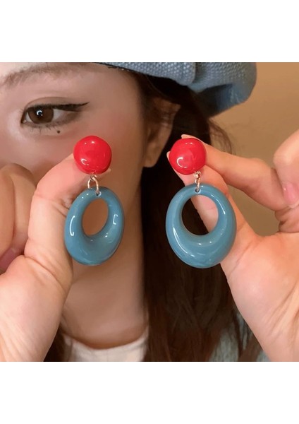 Tatlı ve Havalı Stil Seki Kız Düz Halka Küpeler Yeni Basit Yuvarlak Yüz Küpeleri Benzersiz Daire Küpeler (Yurt Dışından)