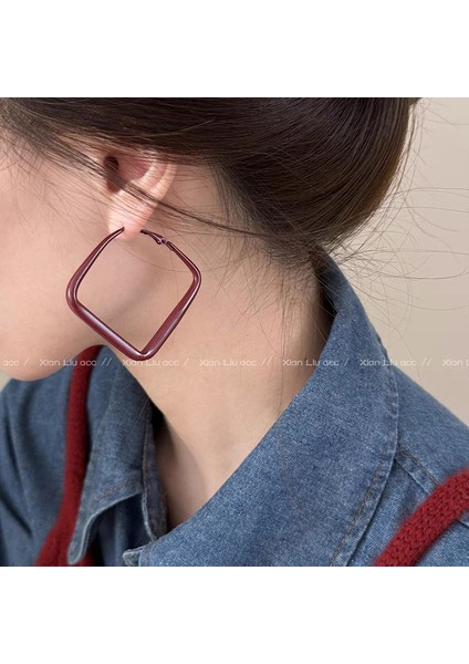 Tatlı ve Havalı Stil Seki Kız Düz Halka Küpeler Yeni Basit Yuvarlak Yüz Küpeleri Benzersiz Daire Küpeler (Yurt Dışından)