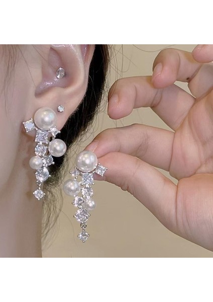 Kadınlar Için 925 Ayar Gümüş Püsküllü Çiçek Küpeler, Lüks Uzun Küpeler, Popüler Stil (Yurt Dışından)