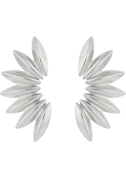 Kadınlar Için Avrupa ve Amerikan Tarzı Metalik Pürüzsüz Katlanır Küpeler, Geometrik Taç Yaprağı Küpeler (Yurt Dışından)