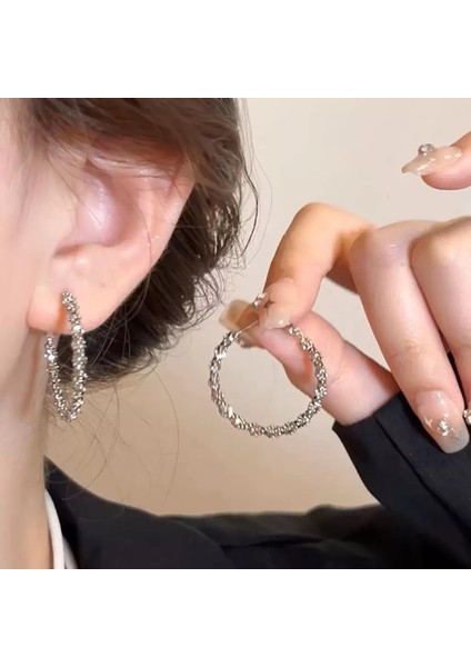 Tatlı ve Havalı Stil Seki Kız Düz Halka Küpeler Yeni Basit Yuvarlak Yüz Küpeleri Benzersiz Daire Küpeler (Yurt Dışından)