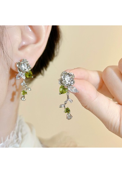 Kadınlar Için 925 Ayar Gümüş Püsküllü Çiçek Küpeler, Lüks Uzun Küpeler, Popüler Stil (Yurt Dışından)