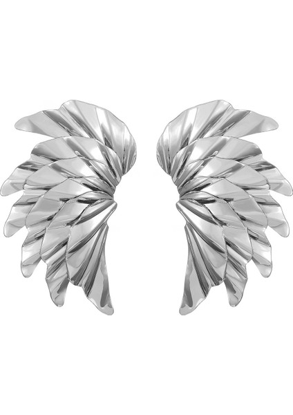 Kadınlar Için Avrupa ve Amerikan Tarzı Metalik Pürüzsüz Katlanır Küpeler, Geometrik Taç Yaprağı Küpeler (Yurt Dışından)