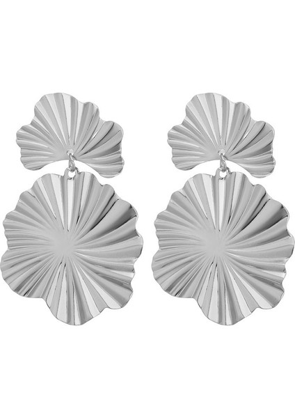 Kadınlar Için Avrupa ve Amerikan Tarzı Metalik Pürüzsüz Katlanır Küpeler, Geometrik Taç Yaprağı Küpeler (Yurt Dışından)