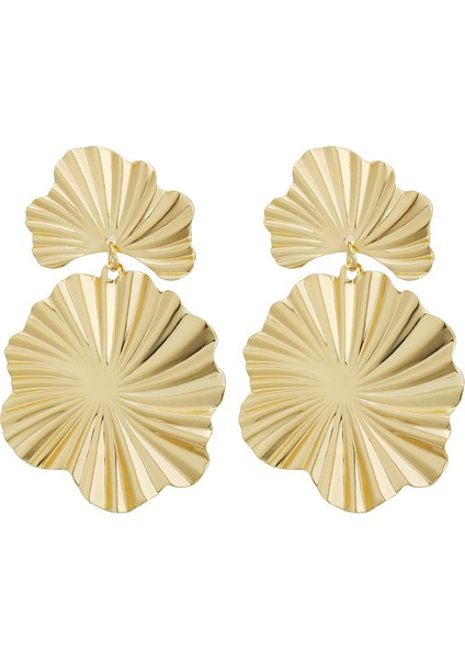 Kadınlar Için Avrupa ve Amerikan Tarzı Metalik Pürüzsüz Katlanır Küpeler, Geometrik Taç Yaprağı Küpeler (Yurt Dışından)