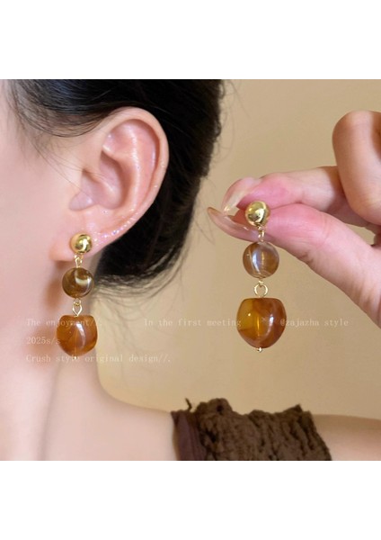 Kadınlar Için Yeni Sonbahar/kış Metalik Parlak Yuvarlak Küpeler, Zarif ve Sofistike, Kare ve Yuvarlak Yüzlere Yakışır, Retro Tarz. (Yurt Dışından)