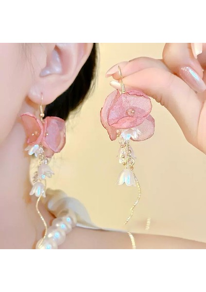 Kadınlar Için 925 Ayar Gümüş Püsküllü Çiçek Küpeler, Lüks Uzun Küpeler, Popüler Stil (Yurt Dışından)