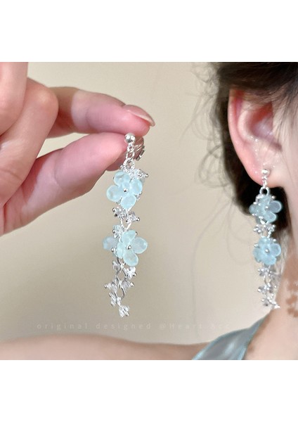 Kadınlar Için 925 Ayar Gümüş Püsküllü Çiçek Küpeler, Lüks Uzun Küpeler, Popüler Stil (Yurt Dışından)