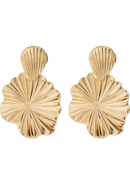 Kadınlar Için Avrupa ve Amerikan Tarzı Metalik Pürüzsüz Katlanır Küpeler, Geometrik Taç Yaprağı Küpeler (Yurt Dışından)