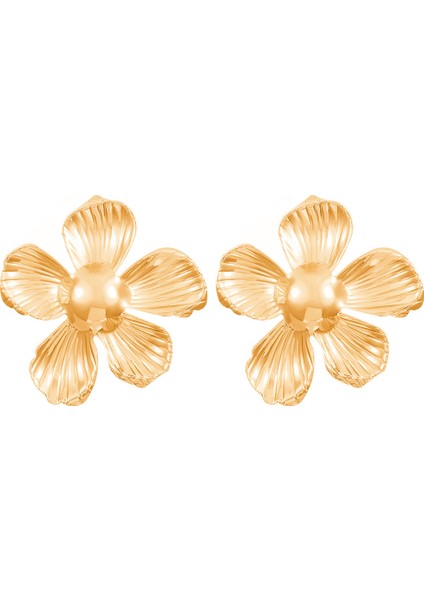 Kadınlar Için Avrupa ve Amerikan Tarzı Metalik Pürüzsüz Katlanır Küpeler, Geometrik Taç Yaprağı Küpeler (Yurt Dışından)