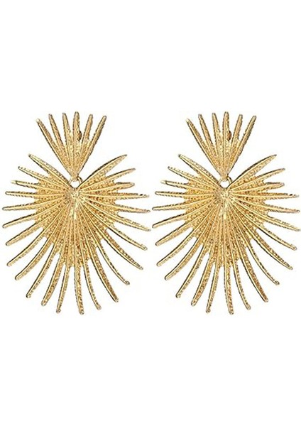 Kadınlar Için Avrupa ve Amerikan Tarzı Metalik Pürüzsüz Katlanır Küpeler, Geometrik Taç Yaprağı Küpeler (Yurt Dışından)