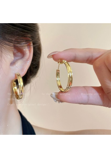 Kadınlar Için Yeni Sonbahar/kış Metalik Parlak Yuvarlak Küpeler, Zarif ve Sofistike, Kare ve Yuvarlak Yüzlere Yakışır, Retro Tarz. (Yurt Dışından)