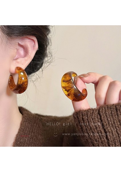 Kadınlar Için Yeni Sonbahar/kış Metalik Parlak Yuvarlak Küpeler, Zarif ve Sofistike, Kare ve Yuvarlak Yüzlere Yakışır, Retro Tarz. (Yurt Dışından)