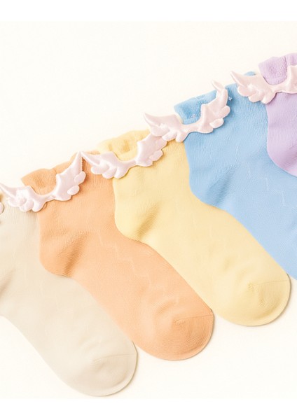 Kız Çocuk Kanat Aksesuar Detaylı 5'Li Soket Çorap fırsatları