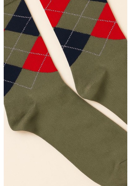 Erkek Ekose Desenli Soket Çorap Yeşil-Kırmızı fırsatları
