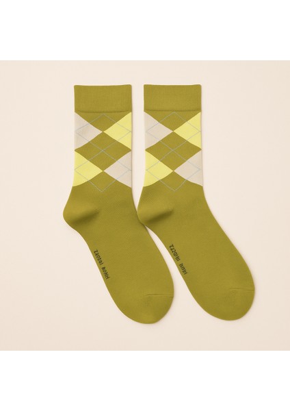 Erkek Ekose Desenli Soket Çorap Yeşil-Sarı modelleri