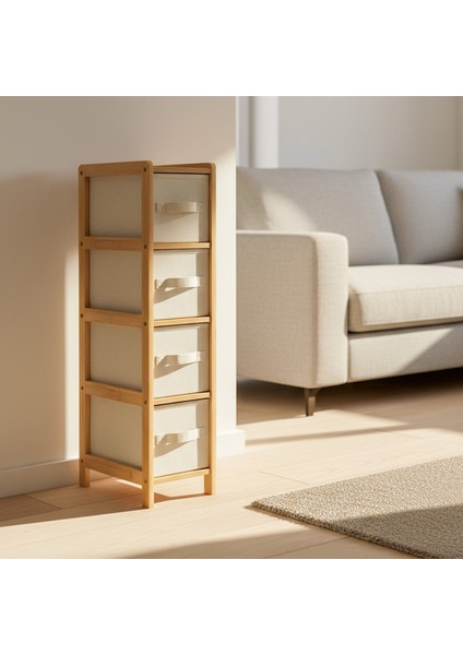Bambu Slim 4 Çekmeceli Dolap Organizer Çok Amaçlı Düzenleyici Şifonyer DB-0048 fiyatları