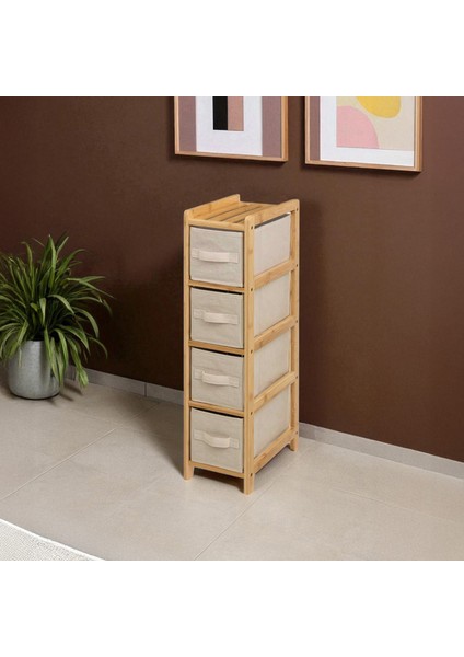 Bambu Slim 4 Çekmeceli Dolap Organizer Çok Amaçlı Düzenleyici Şifonyer DB-0048 fırsatları