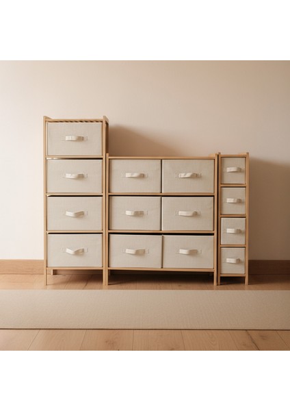 Bambu Slim 4 Çekmeceli Dolap Organizer Çok Amaçlı Düzenleyici Şifonyer DB-0048