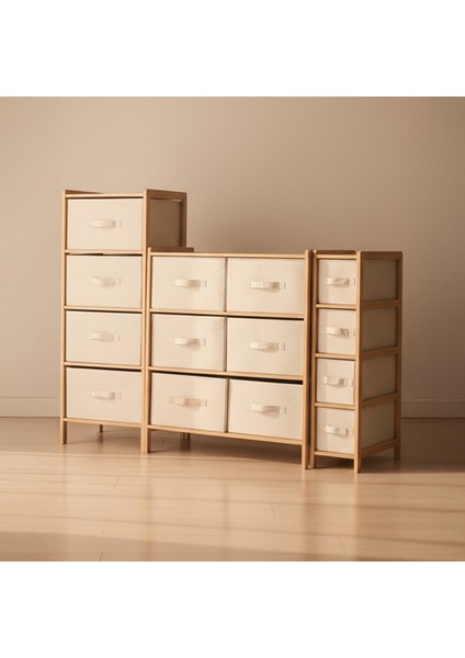 Bambu Slim 4 Çekmeceli Dolap Organizer Çok Amaçlı Düzenleyici Şifonyer DB-0048