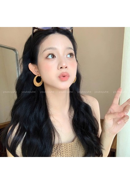 Kadınlar Için Yeni Metalik Cilalı Küpeler, Zarif ve Sofistike Halka Küpeler (Yurt Dışından)