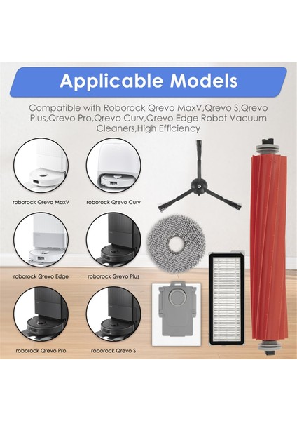 Roborock Qrevo S, Qrevo Pro, Qrevo Maxv, Qrevo Plus Robot Süpürge, Silindir Fırça, Toz Torbası, Filtre, Paspas Yedek Parçaları (Yurt Dışından) fiyatları