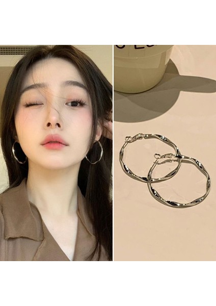 Kadınlar Için Yeni Sonbahar/kış Metalik Parlak Yuvarlak Küpeler, Zarif ve Sofistike, Kare ve Yuvarlak Yüzlere Yakışır, Retro Tarz. (Yurt Dışından)