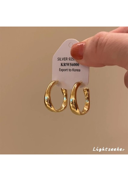 Kadınlar Için Yeni Sonbahar/kış Metalik Parlak Yuvarlak Küpeler, Zarif ve Sofistike, Kare ve Yuvarlak Yüzlere Yakışır, Retro Tarz. (Yurt Dışından)