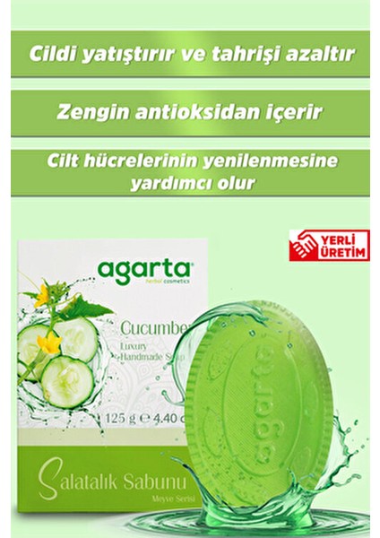 Doğal Salatalık Sabunu Cildi Kurutmadan Temizler 125 G El Yapımı Lüks fırsatları