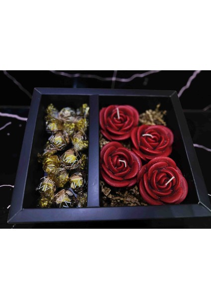 Kırmızı Gül Mum & Çikolata Hediye Kutusu. Özel Günler Doğum Günü, Sevgililer Günü, Yılbaşı Hediyelik fiyatları