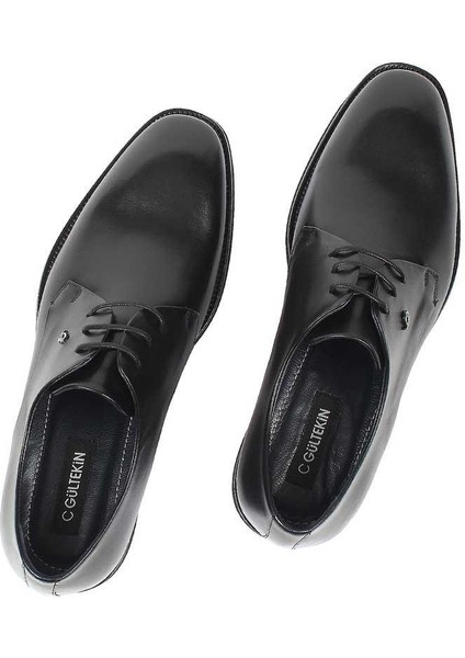 Erkek Siyah Bağcıklı Deri Klasik Ayakkabı