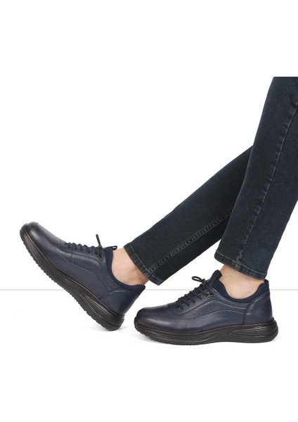 Erkek Lacivert Bağcıklı Kalın Tabanlı Deri Ayakkabı fiyatları
