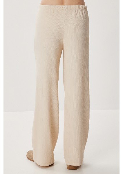 Geniş Paça Krinkıl Örme Pantolon LCI0057 Krem indirimleri