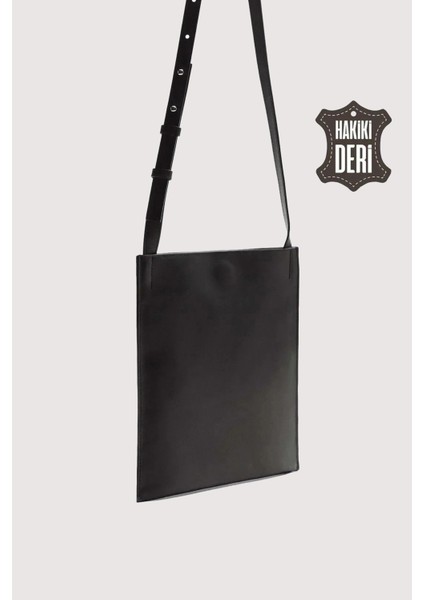 Hakiki Deri Kadın Omuz Çantası Siyah SMR8978