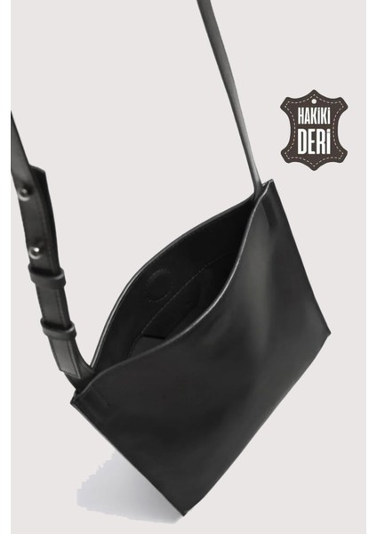 Hakiki Deri Kadın Omuz Çantası Siyah SMR8978 fırsatları