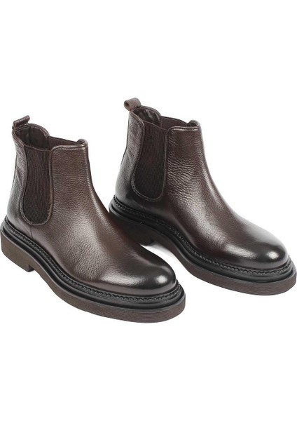 Erkek Kahverengi Deri Chelsea Bot
