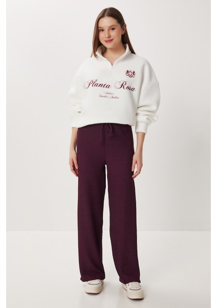 Geniş Paça Krinkıl Örme Pantolon LCI0057 Mürdüm fiyatları